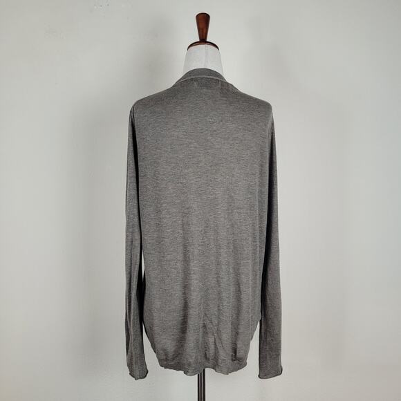 Banana Republic Sweater Womens Large Brown Ruffle Trim Cardigan Pima Cotton Soft - Picture 3 of 9